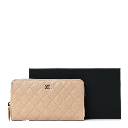 Chanel Iridescent Caviar Quilted Large Zip Around Organizer Wallet Beige 9 of 9