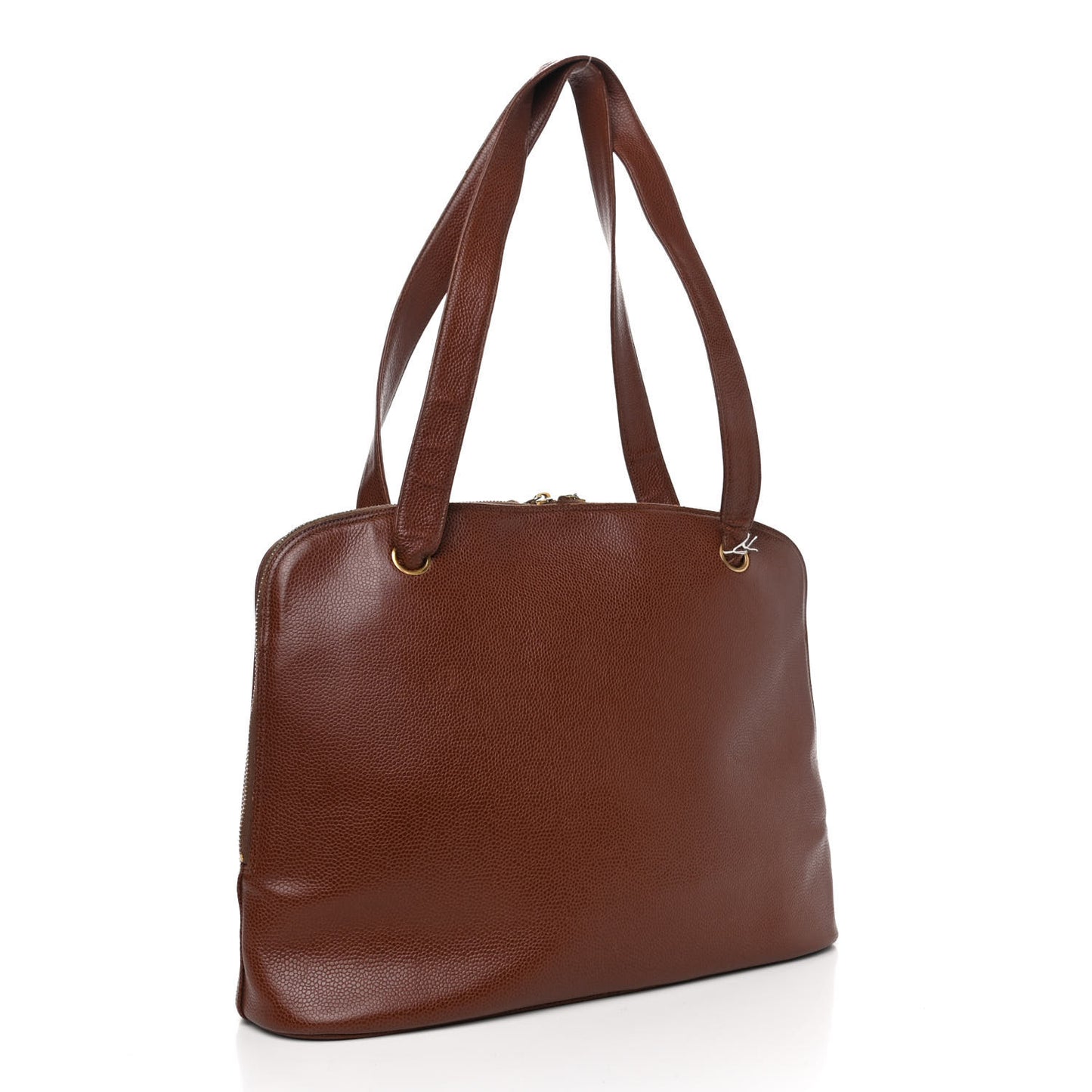 Caviar Large CC Shoulder Bag Brown