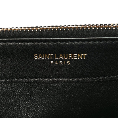 Saint Laurent Metallic Calfskin Matelasse Chevron Monogram Envelope Chain Wallet Fuchsia 6 of 15