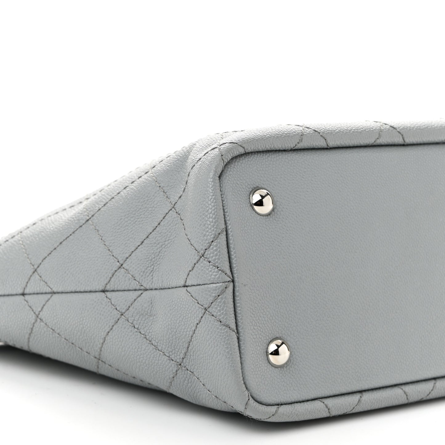 Grained Calfskin Shopping Fever Tote Grey Black
