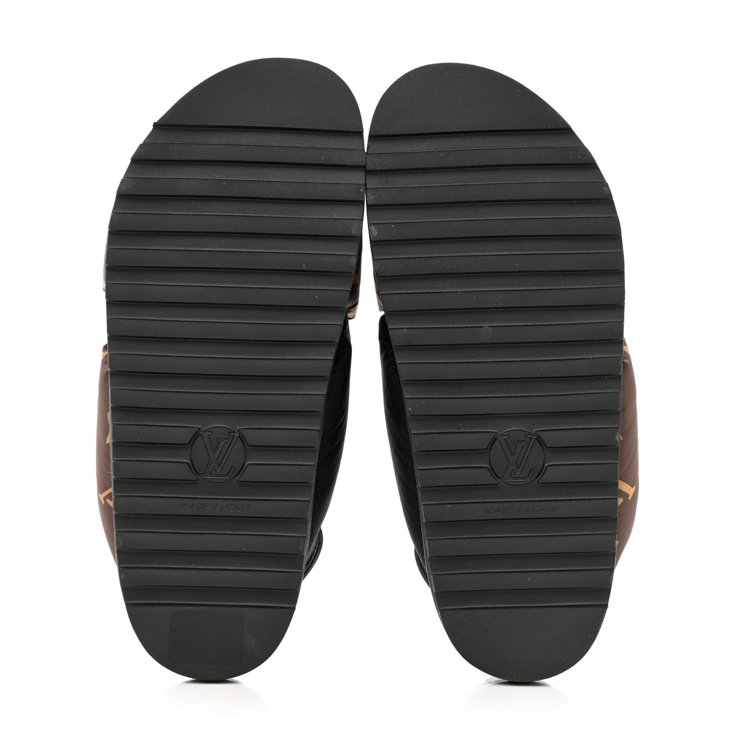 Calfskin Padded Nylon Monogram Paseo Flat Comfort Sandals 36 Black