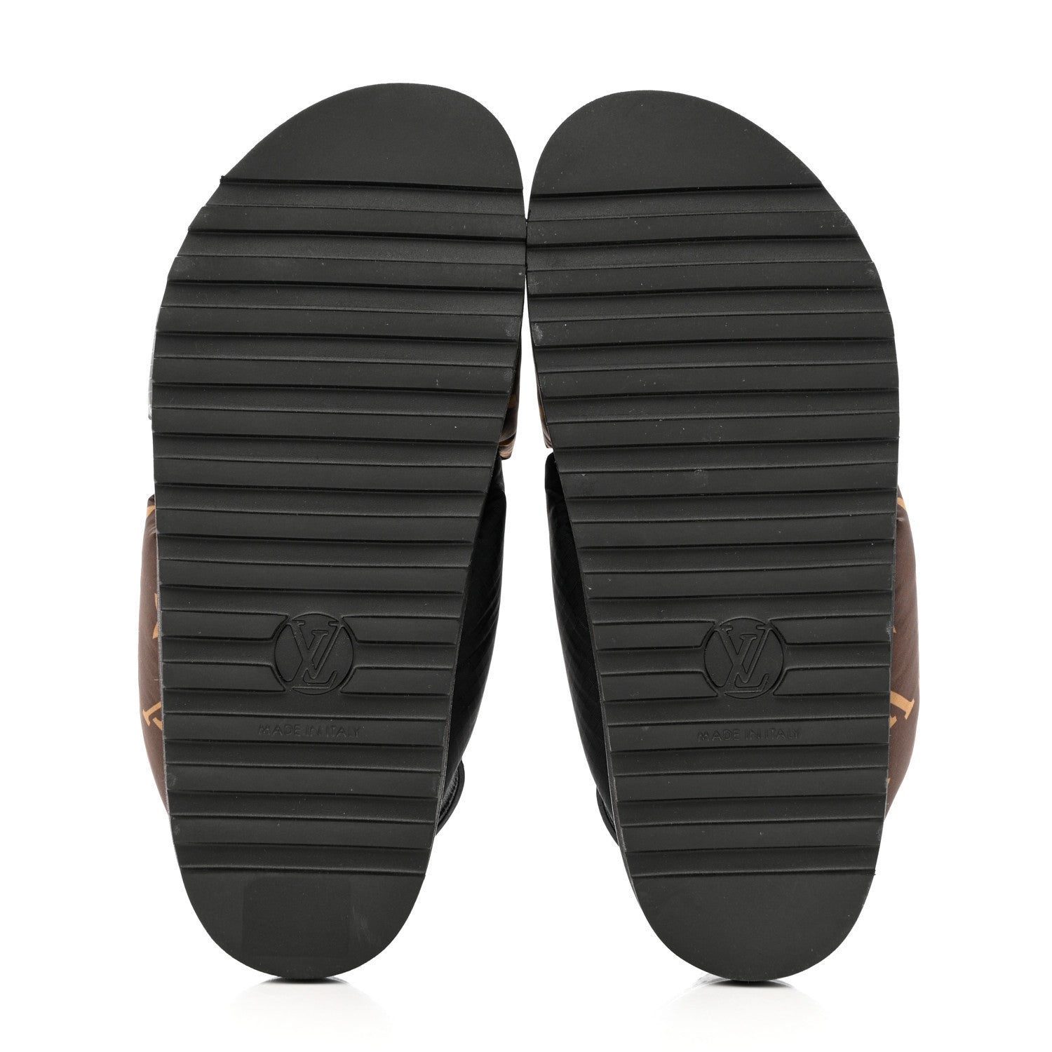 Louis Vuitton Calfskin Padded Nylon Monogram Paseo Flat Comfort Sandals 36 Black 5 of 11