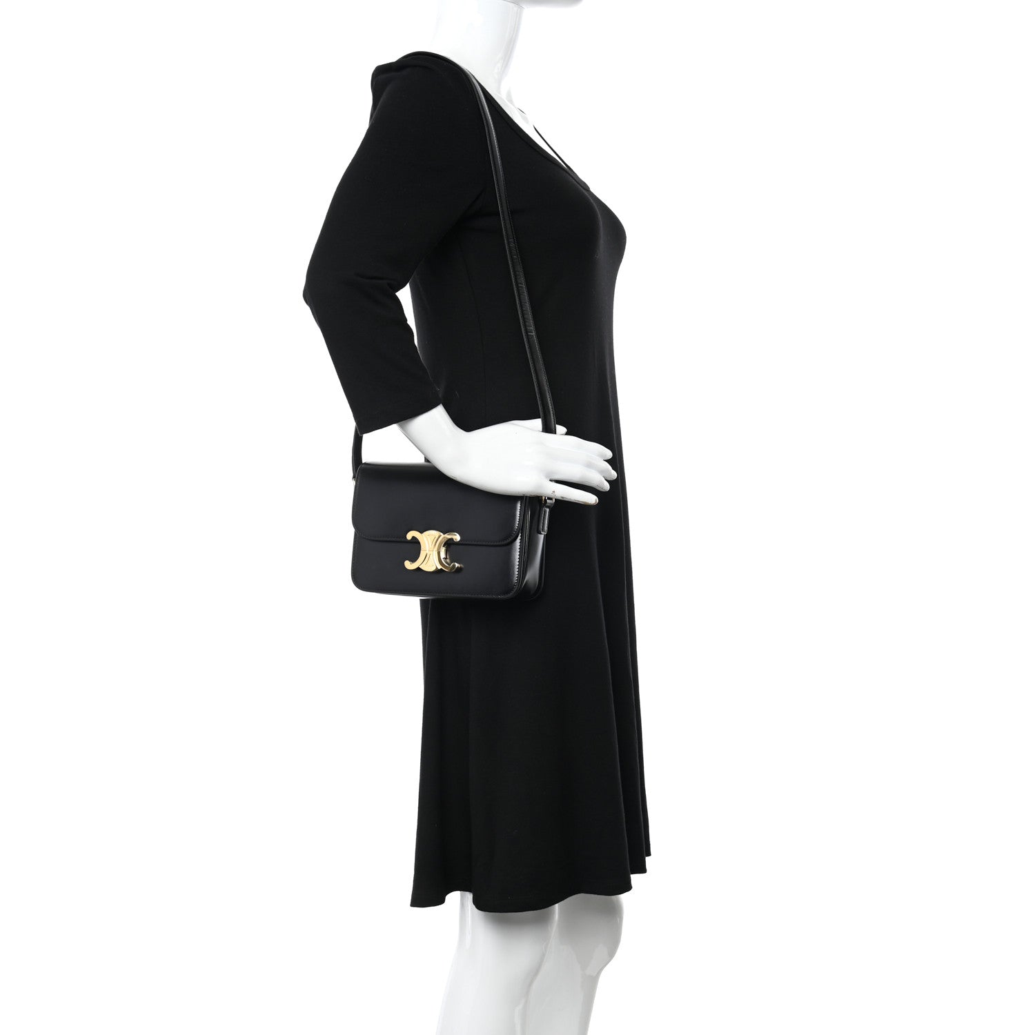 Celine Shiny Calfskin Teen Triomphe Black 2 of 9
