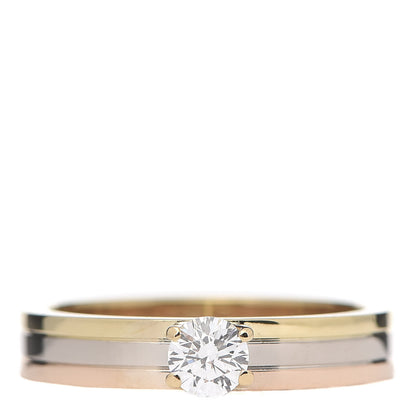Cartier 18K Pink Yellow White Gold Diamond .23ct Solitaire Trinity Engagement Ring 51 5.75 1 of 5