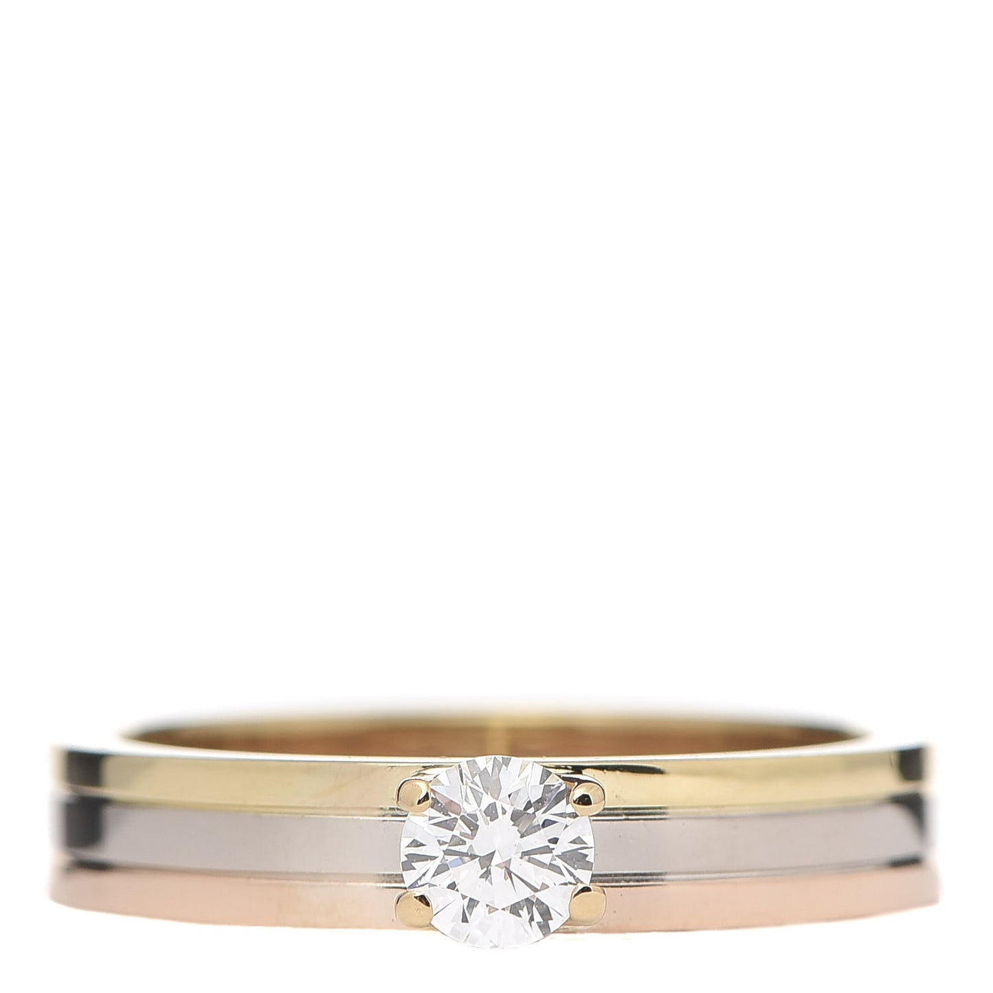 18K Pink Yellow White Gold Diamond .23ct Solitaire Trinity Engagement Ring 51 5.75