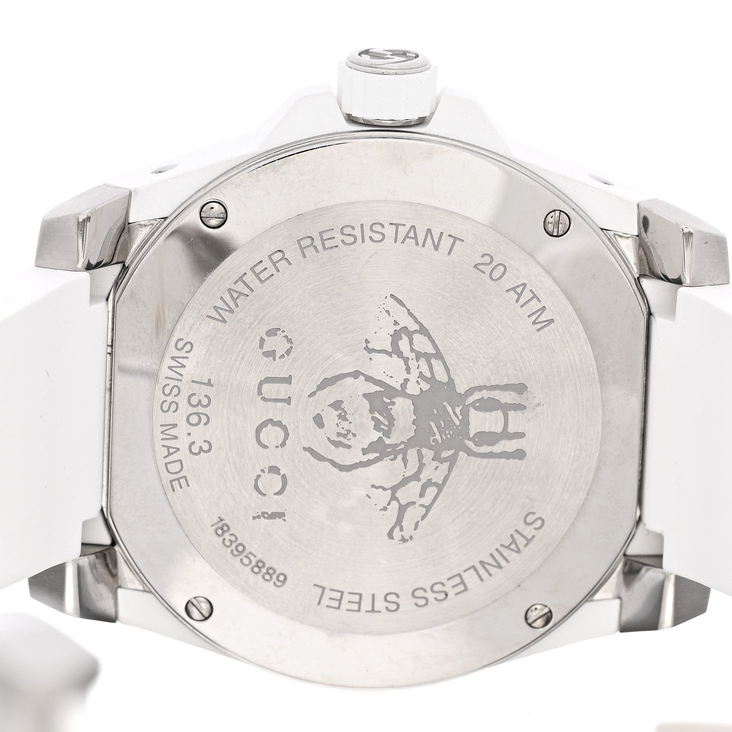 Gucci Stainless Steel Rubber 40mm Dive Quartz Watch White 4 of 4