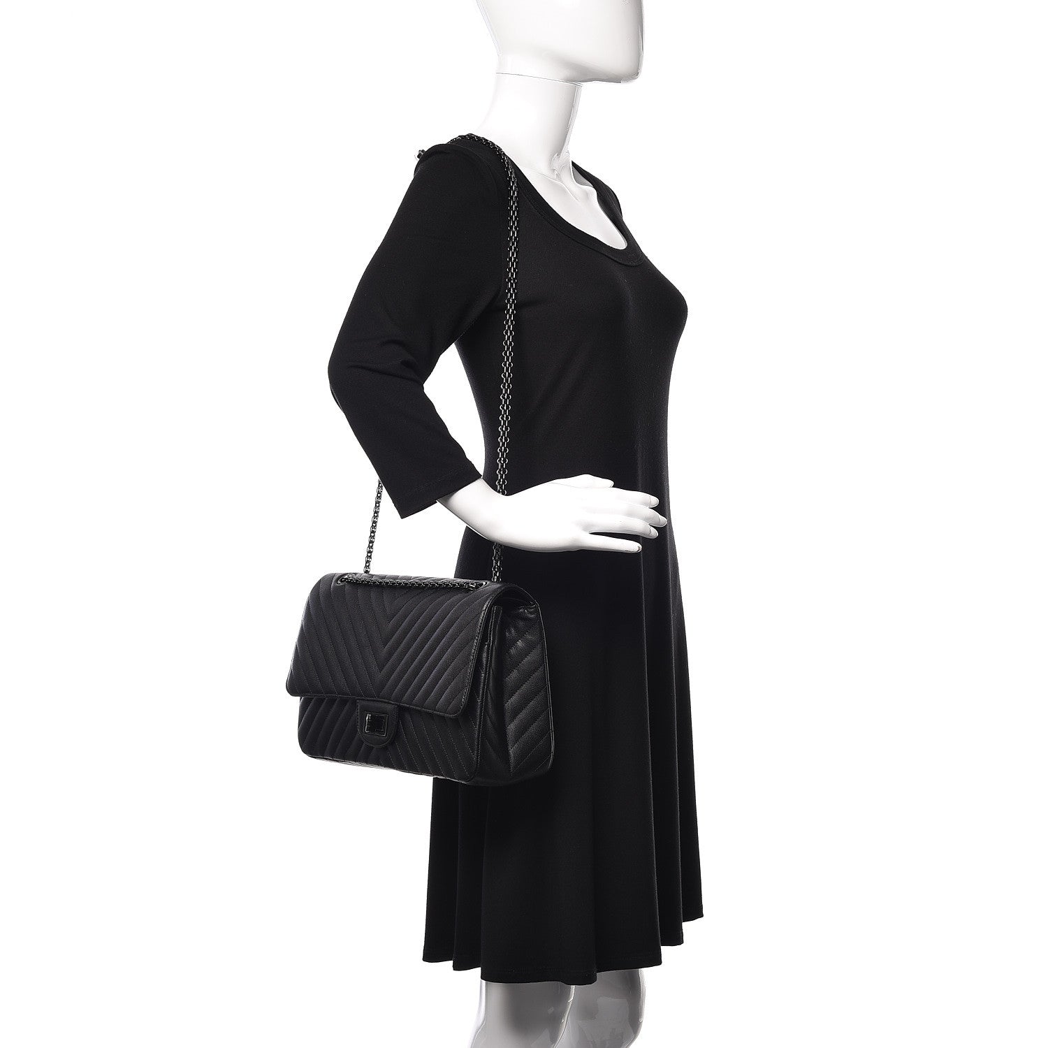 Chanel Sheepskin Chevron Quilted 2.55 Reissue 227 Flap So Black 3 of 11