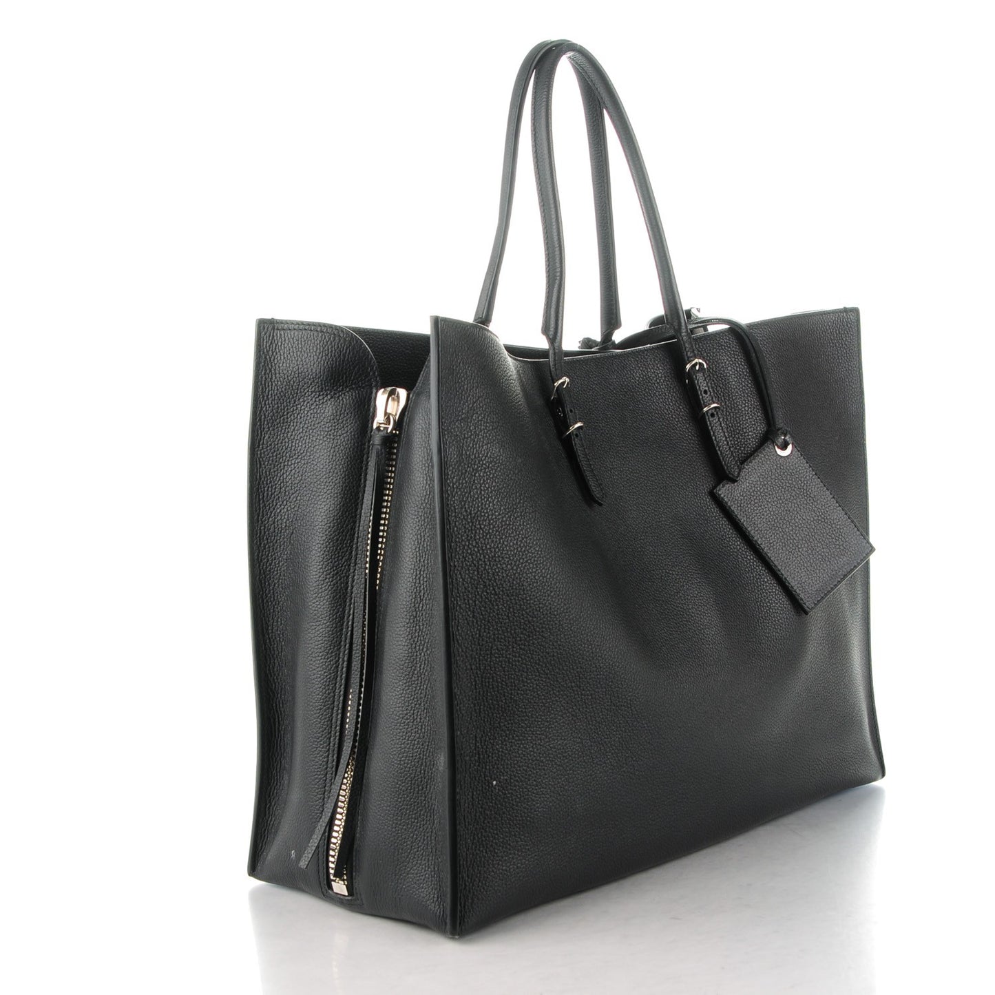 Supple Calfskin Papier A4 Zip Around Tote Black
