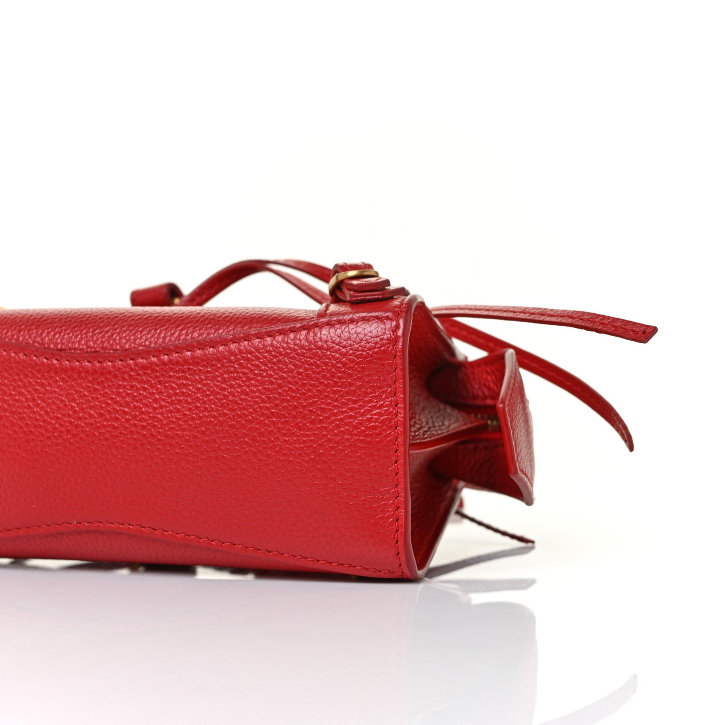 Grained Calfskin Neo Classic Gold Hardware Nano City Crossbody Medium Red