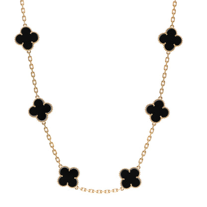 Van Cleef & Arpels 18K Yellow Gold Black Onyx 10 Motifs Vintage Alhambra Necklace 1 of 6