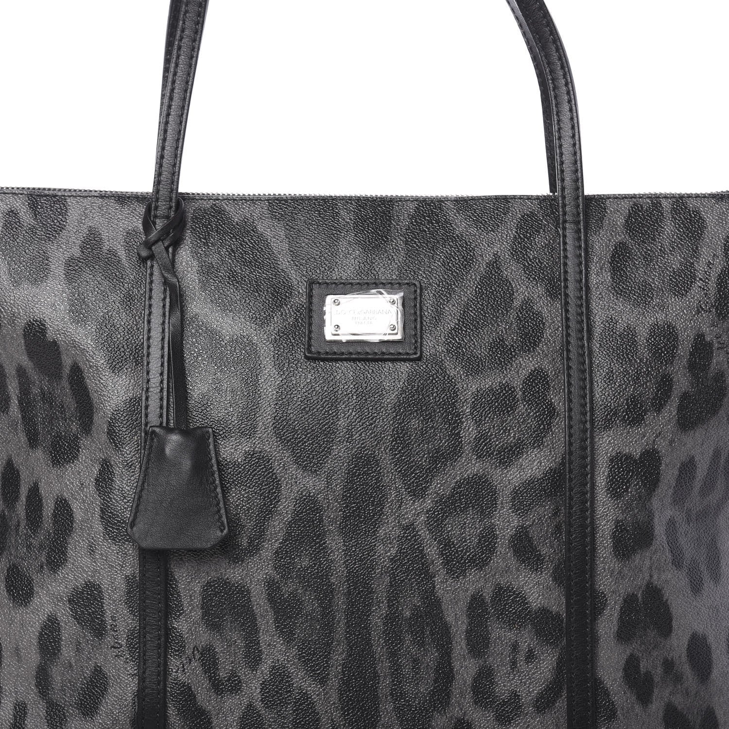 Dolce & Gabbana Coated Canvas Leopard Print Miss Escape Tote Grey 12 of 14
