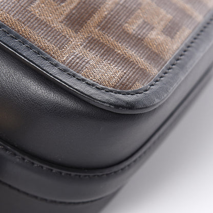 Fendi Glazed Fabric Vitello Century F is Fendi FF 1974 Stamp Patch Camera Case Mogano Panna Black 13 of 13