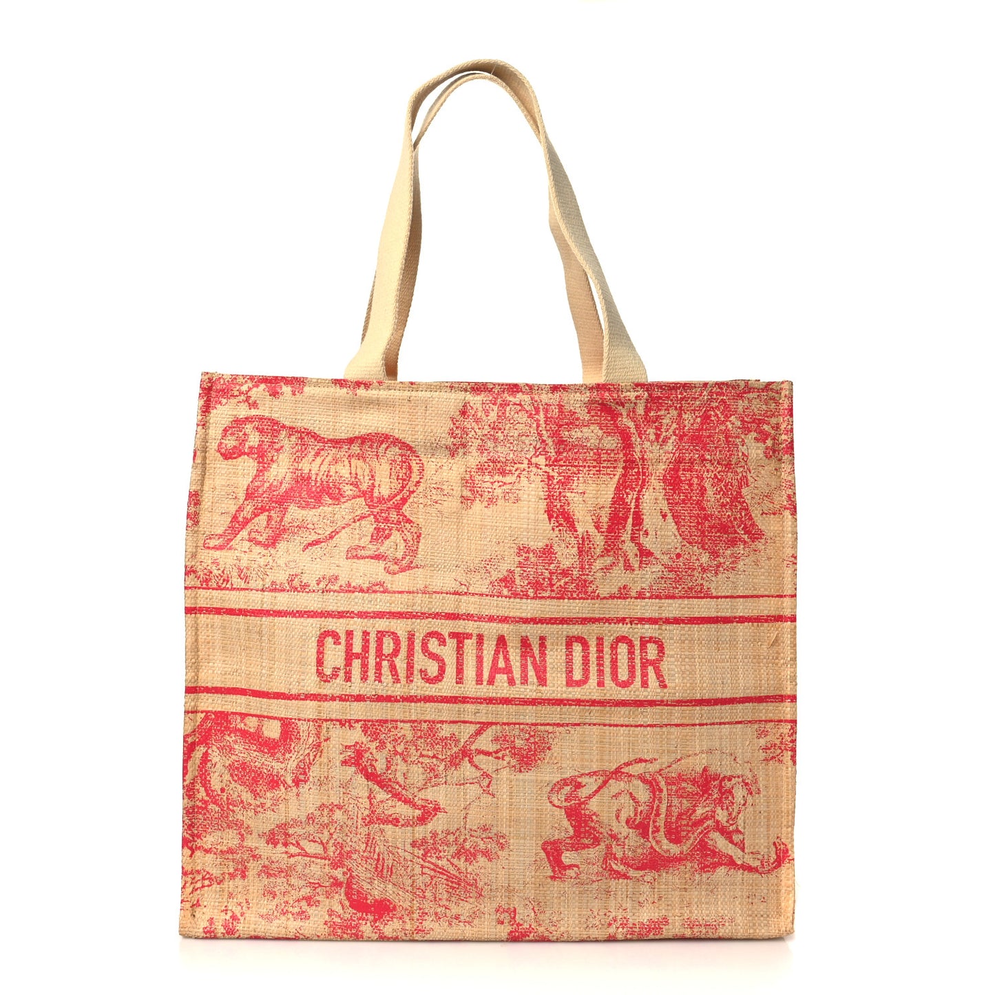 Straw Dioriviera Tote Pink