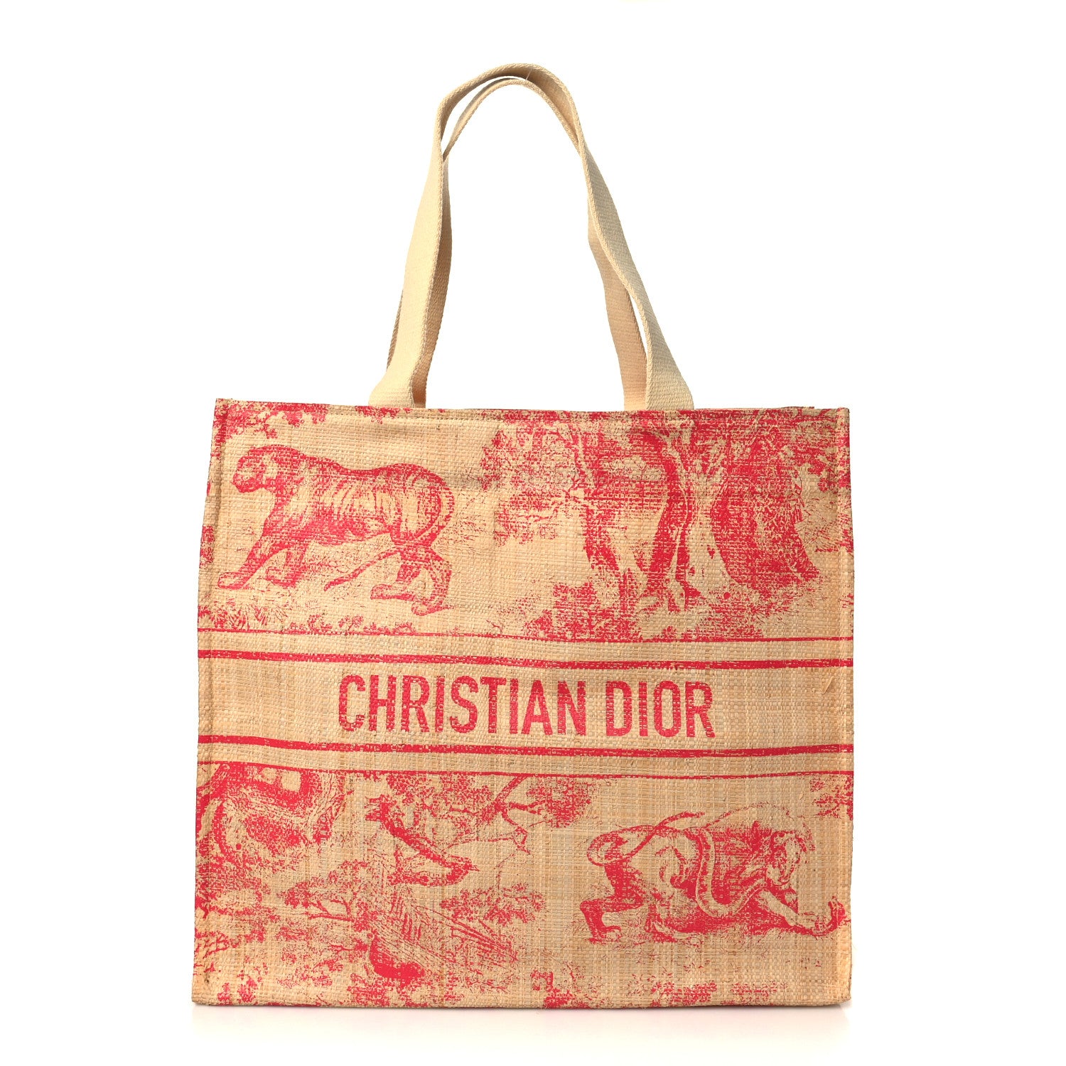 Christian Dior Straw Dioriviera Tote Pink 1 of 8