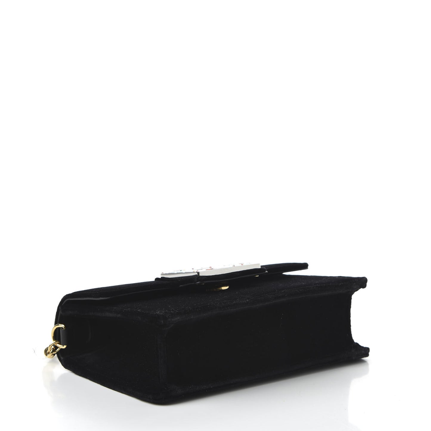 Velvet Crystal Square G Shoulder Bag Black