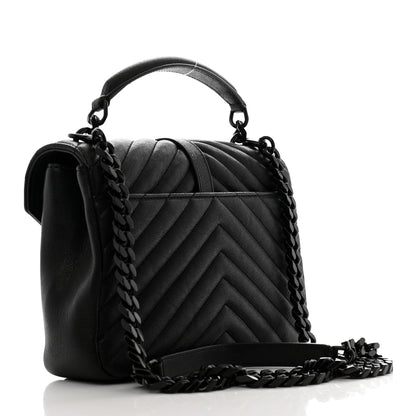 Saint Laurent Sheepskin Matelasse Chevron Monogram Monochrome Medium College Bag Black 3 of 11