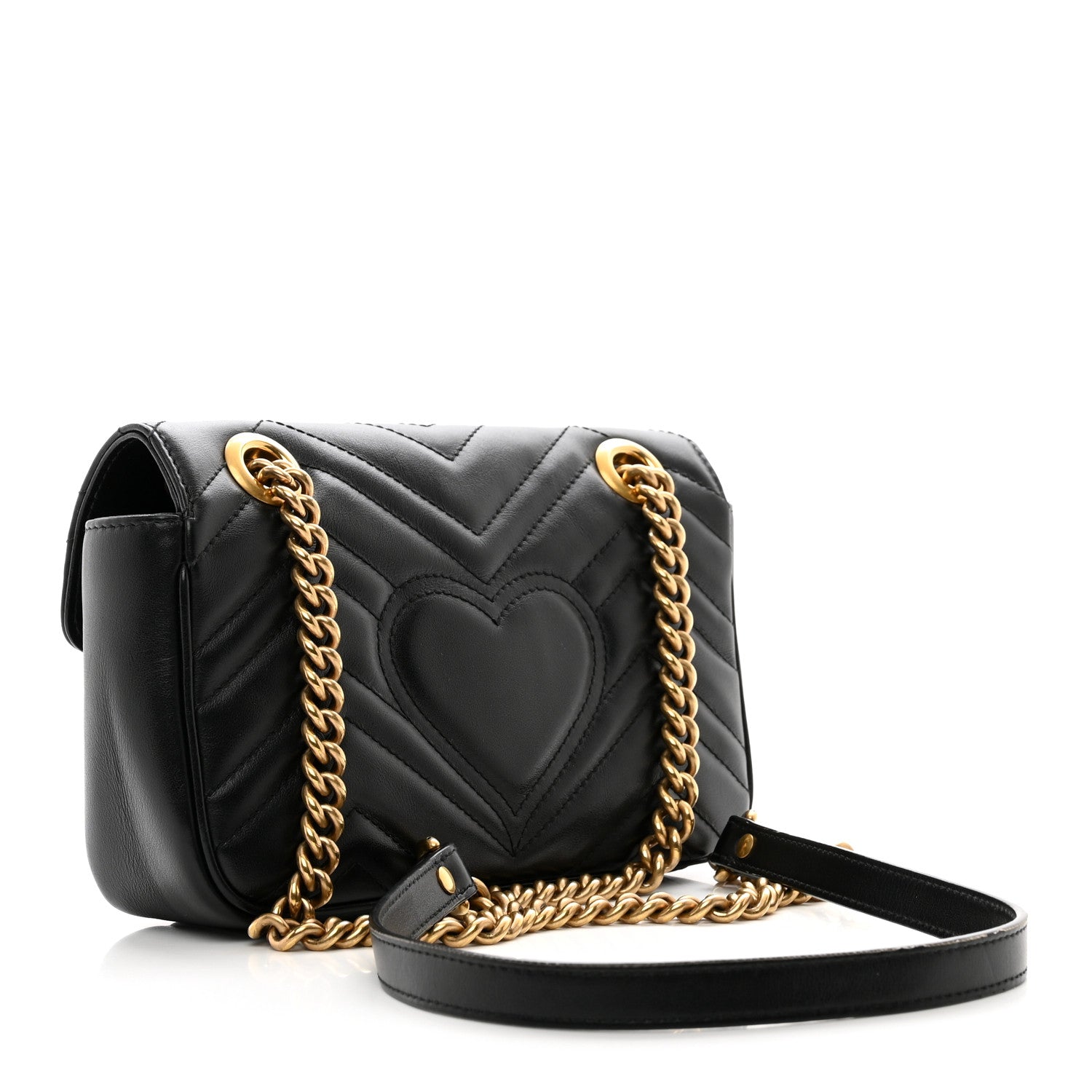Gucci Calfskin Matelasse Mini GG Marmont Shoulder Bag Black 3 of 11