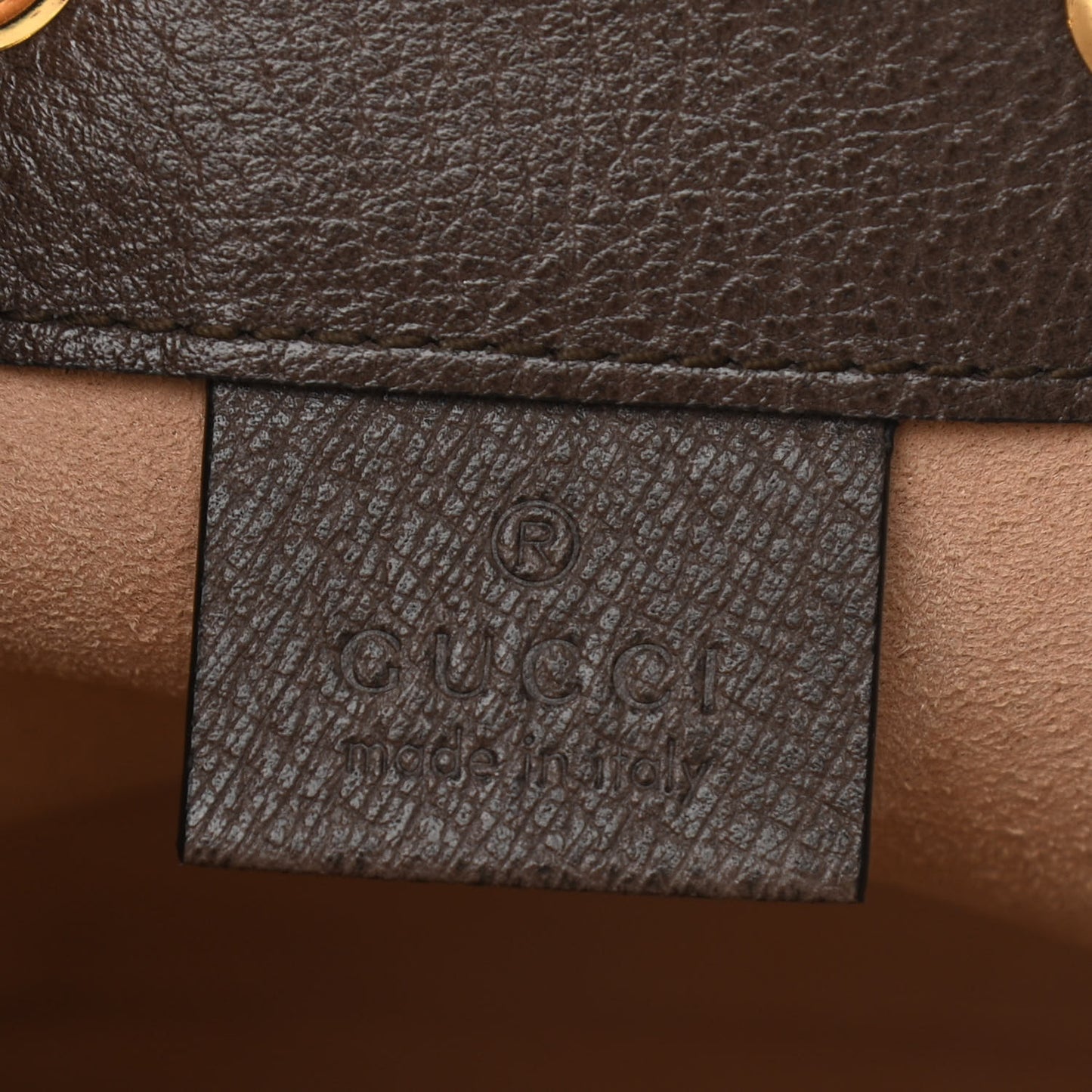 GG Supreme Monogram Web Mini Ophidia Bucket Bag Brown