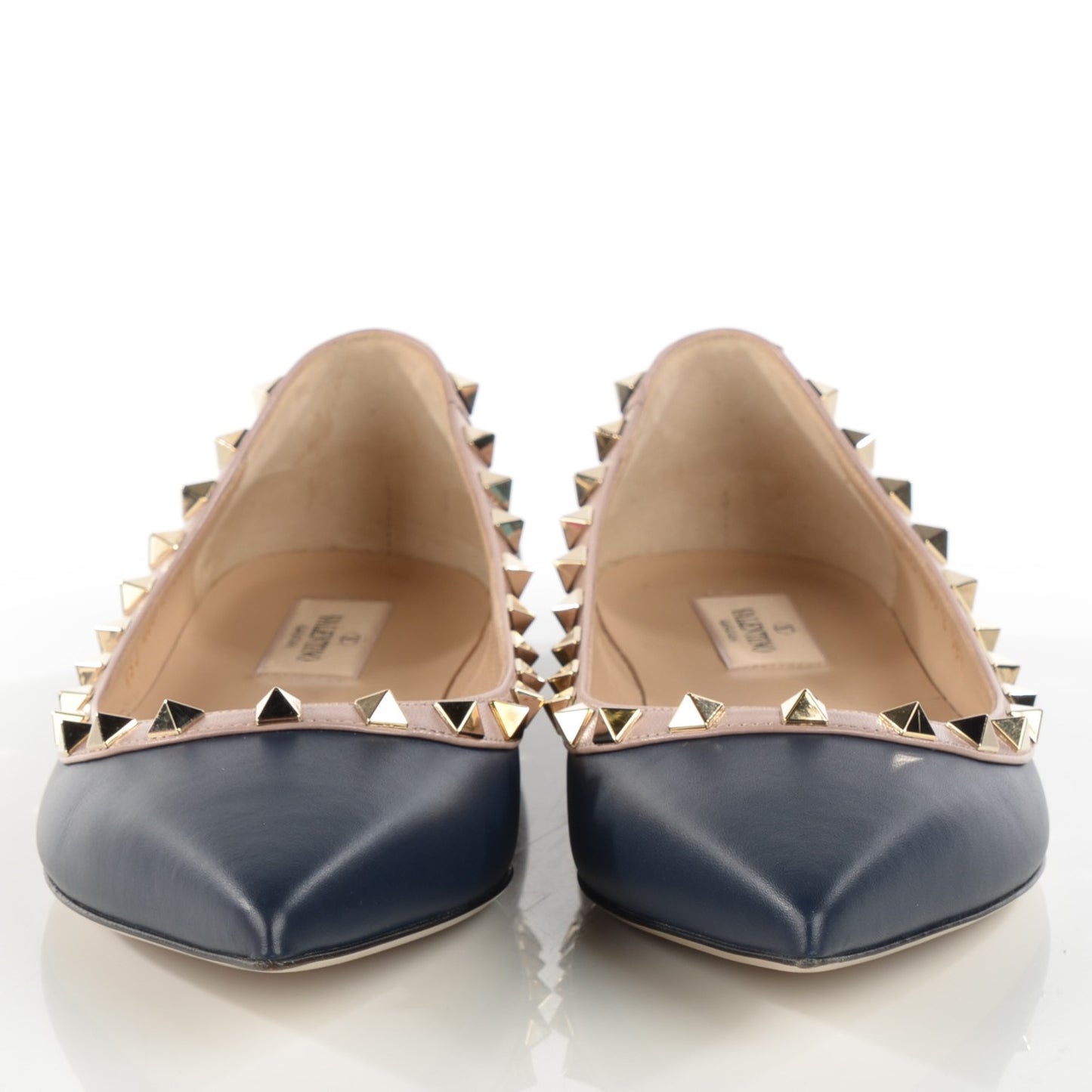 Nappa Rockstud Ballerina Flats 38.5 Marine Poudre