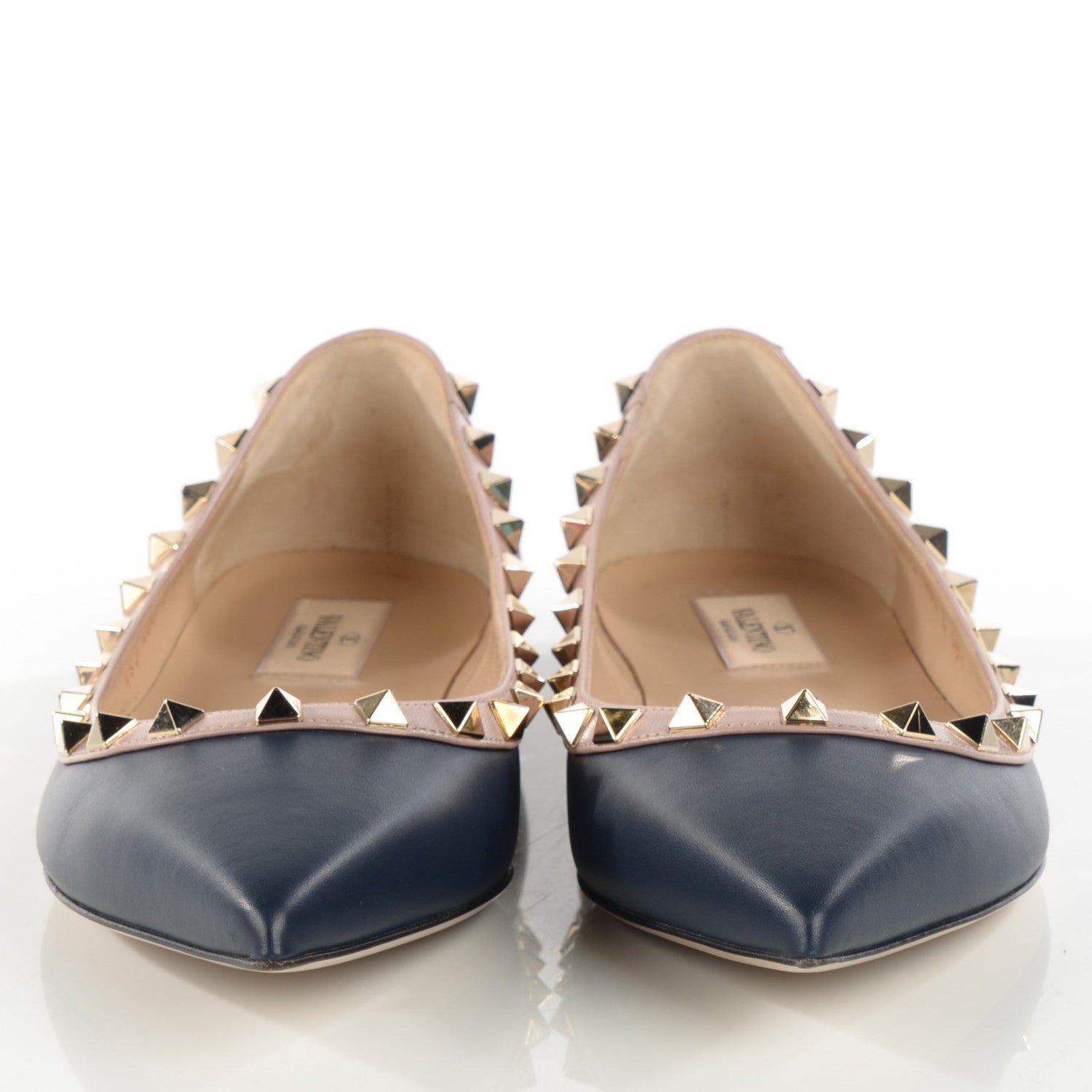 Valentino Garavani Nappa Rockstud Ballerina Flats 38.5 Marine Poudre 2 of 8
