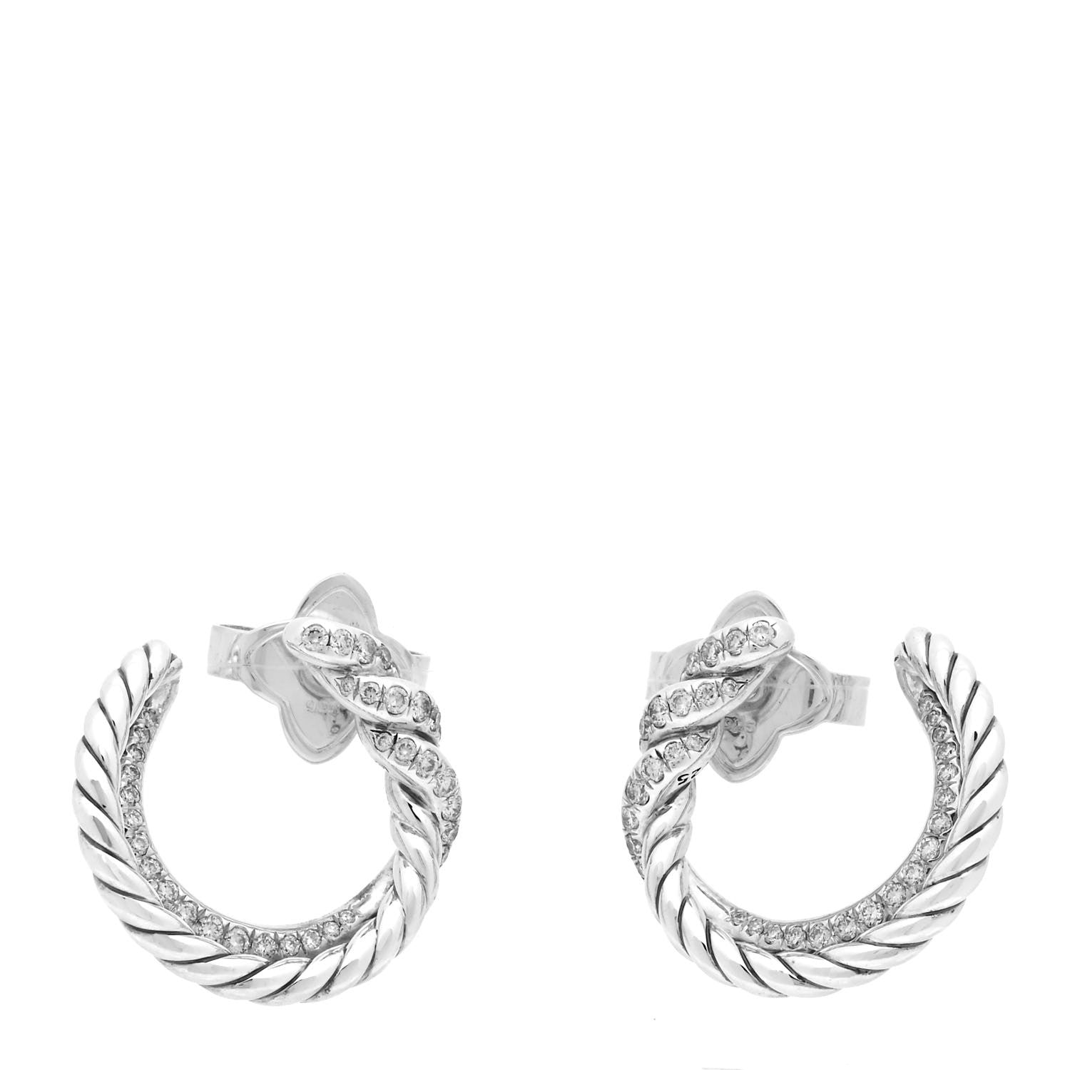 David Yurman Sterling Silver Diamond Continuance Hoop Earrings 1 of 5