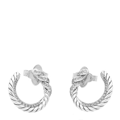 David Yurman Sterling Silver Diamond Continuance Hoop Earrings 1 of 5