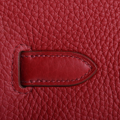 Hermes Taurillon Clemence Horseshoe Bi-Color Birkin 30 Rouge Garance and Orange 8 of 23