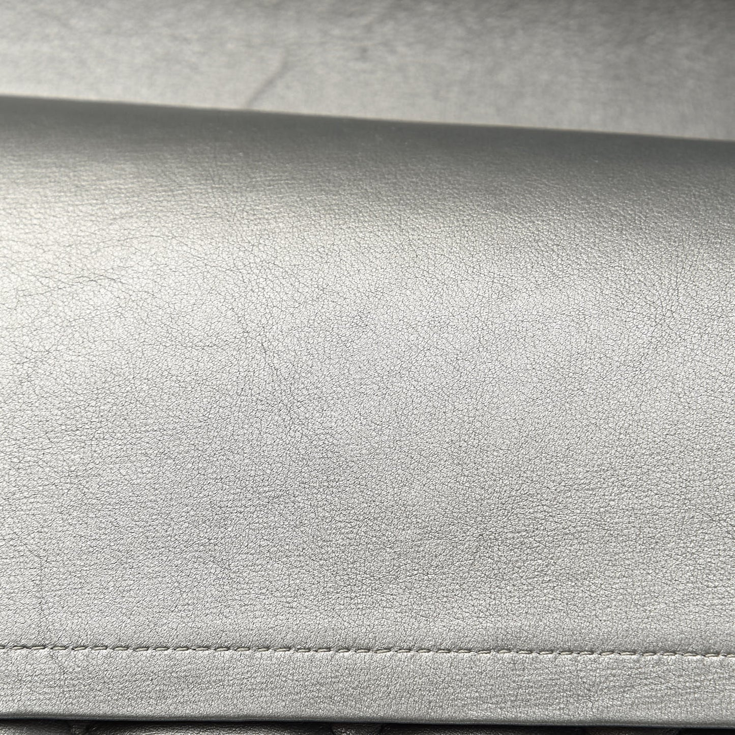 Metallic Calfskin Quilted Jumbo Double Flap Silver