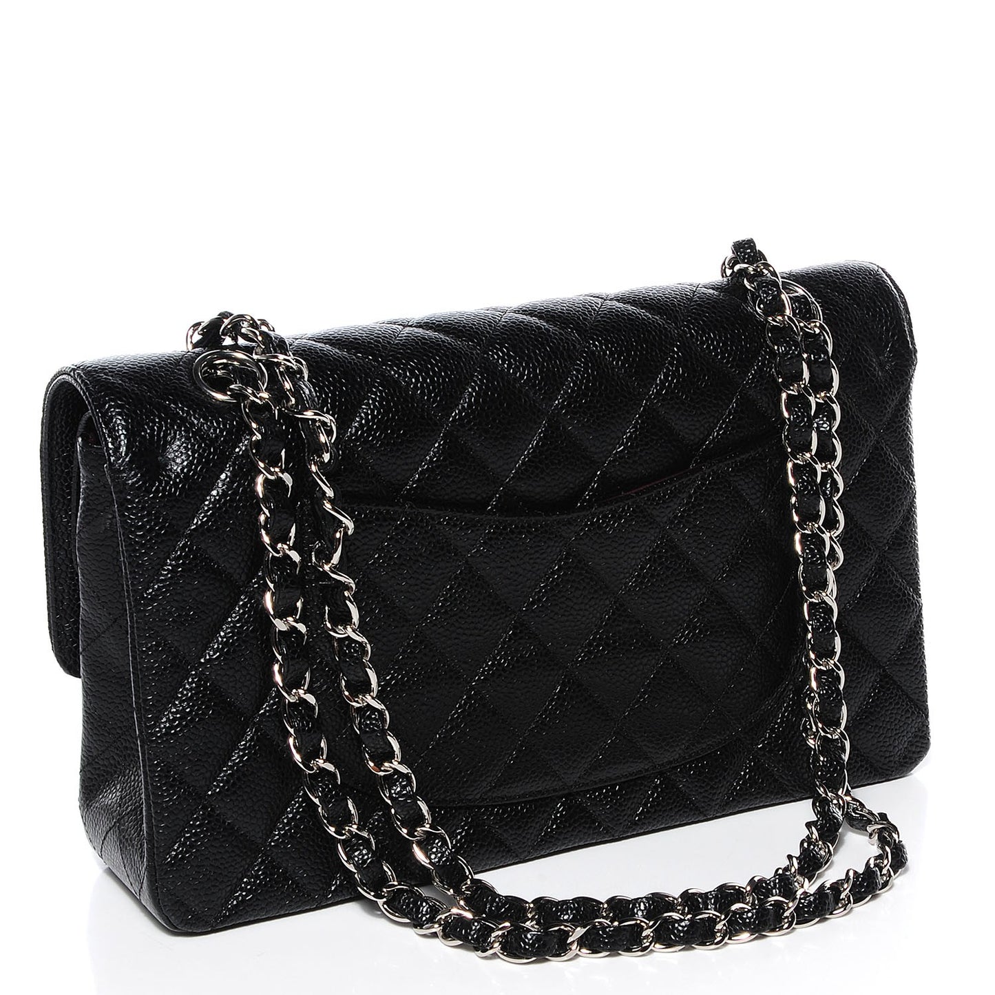 Caviar Quilted Medium Double Flap Black