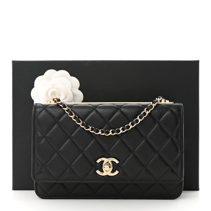 Chanel Lambskin Quilted Trendy CC Wallet On Chain WOC Black 12 of 12