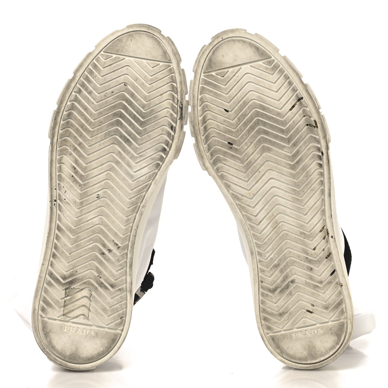 Prada Re-Nylon Gabardine Metal Triangle Logo Wheel Pouch Pocket High Top Sneakers 40.5 White 6 of 10