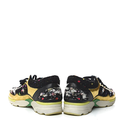 Chanel Tweed Lambskin Runway Sneakers 39 Black Multicolor 11 of 13