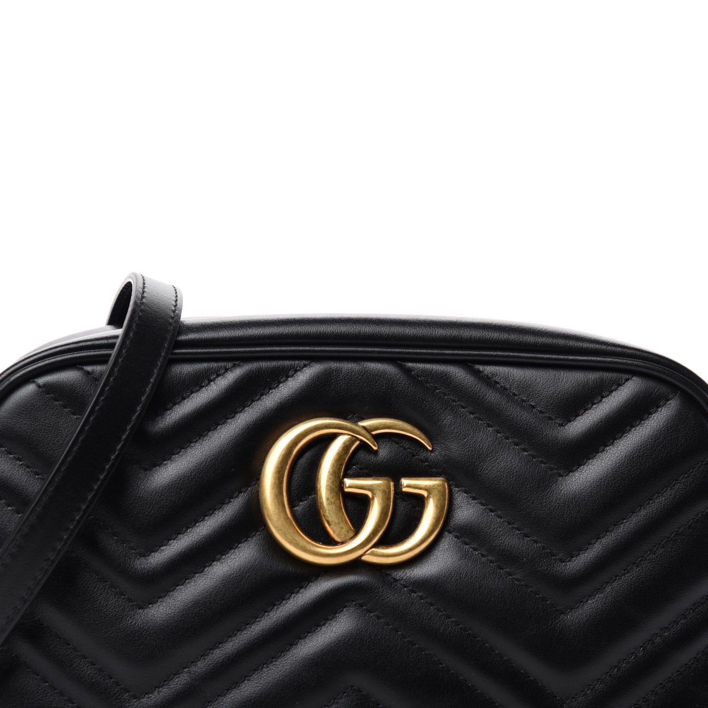 Calfskin Matelasse Small GG Marmont Chain Shoulder Bag Black