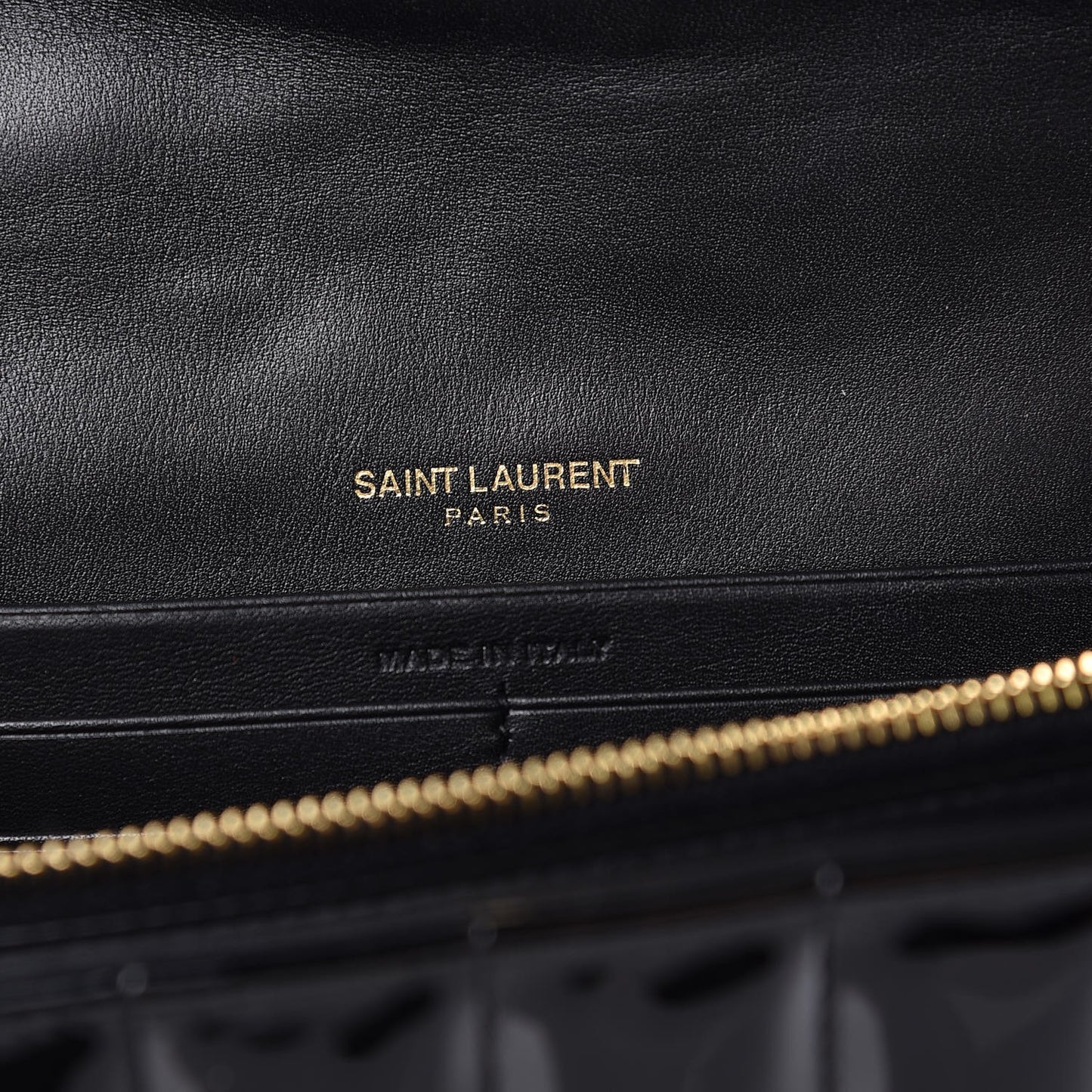 Patent Calfskin Matelasse Monogram Vicky Chain Wallet Black