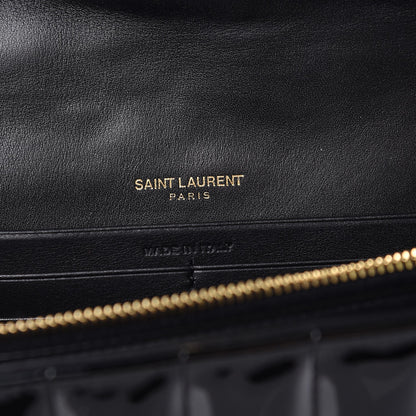 Saint Laurent Patent Calfskin Matelasse Monogram Vicky Chain Wallet Black 6 of 6