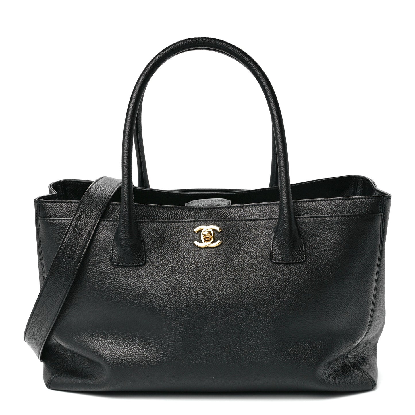 Calfskin Cerf Executive Shopper Tote Black