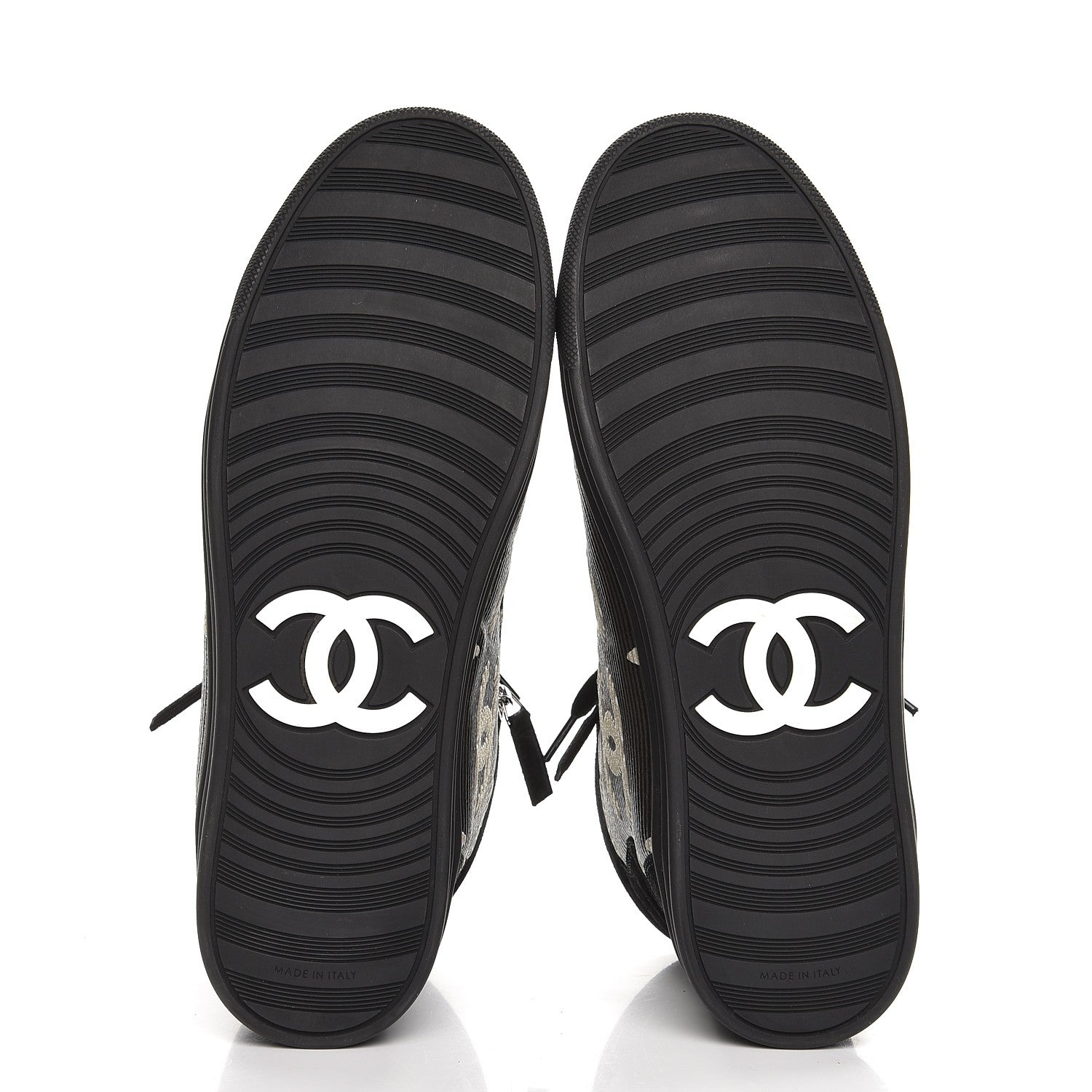 Chanel Canvas Suede CC Star Zipped High Top CC Sneakers 38 Black 5 of 9