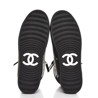 Chanel Canvas Suede CC Star Zipped High Top CC Sneakers 38 Black 5 of 9