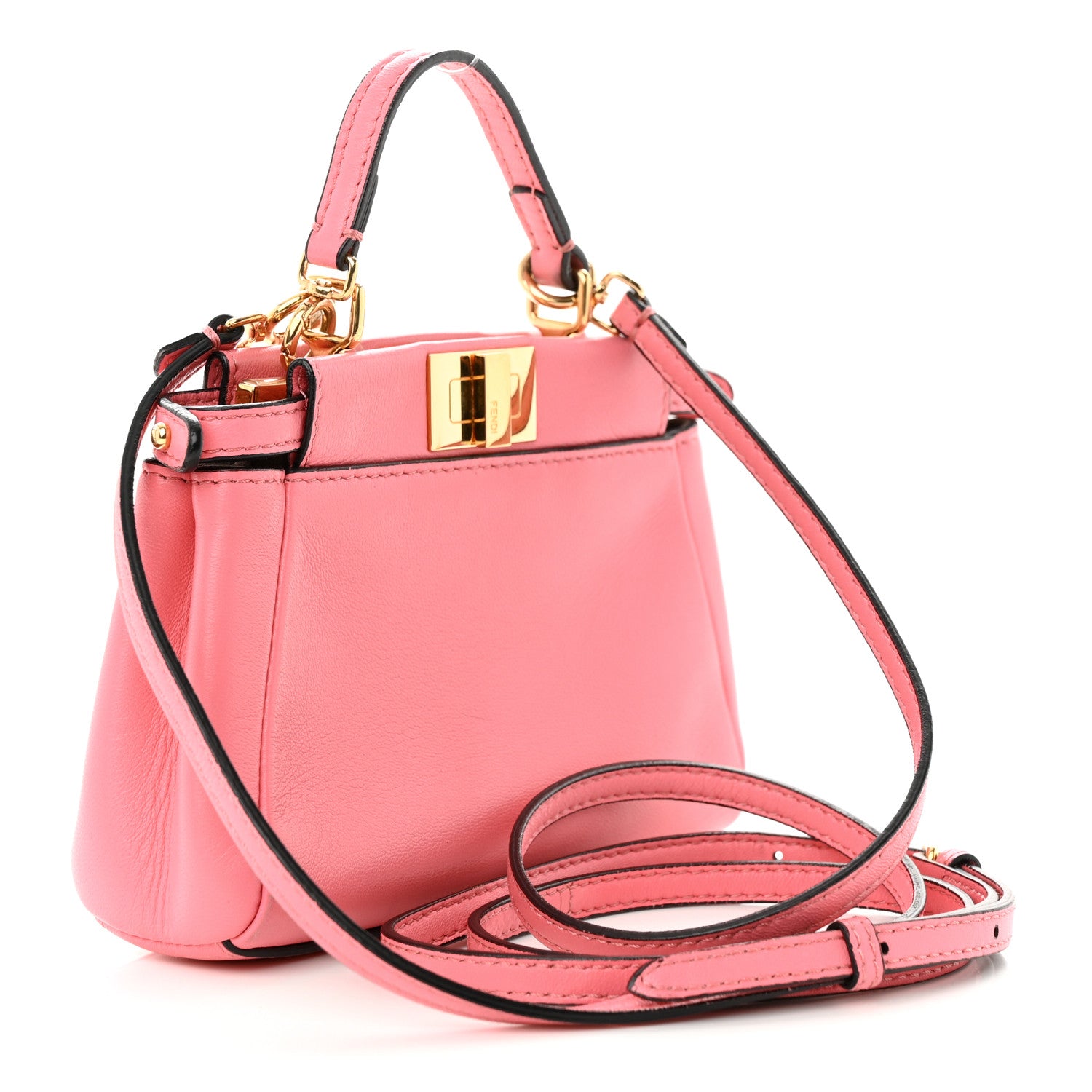Fendi Shiny Nappa Micro Peekaboo Iconic Satchel Rosa Fluo 3 of 11