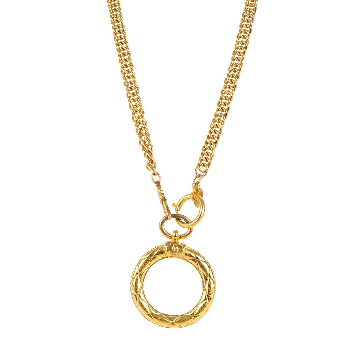 CC Quilted Loupe Chain Necklace Gold