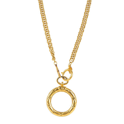 Chanel CC Quilted Loupe Chain Necklace Gold 1 of 6