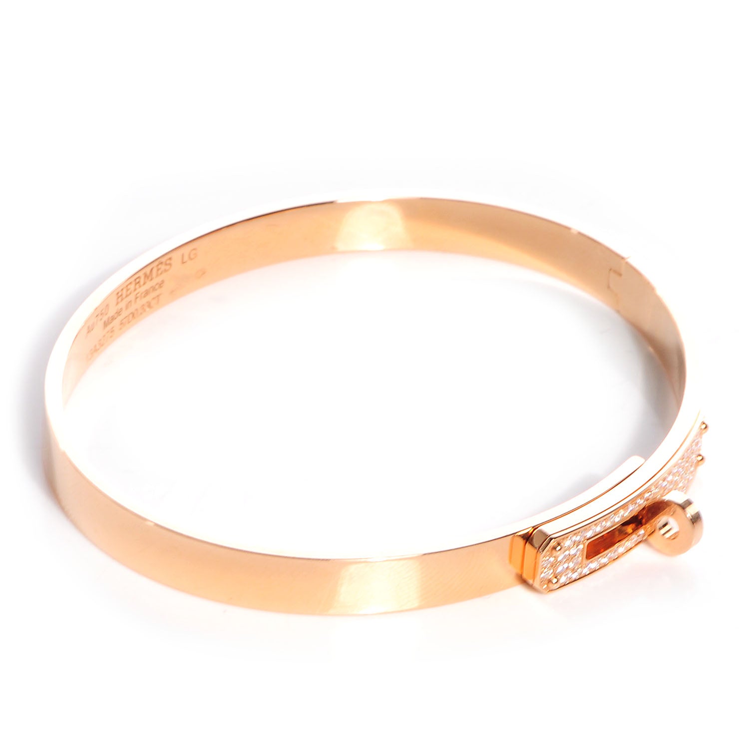 Hermes 18k Rose Gold Kelly Diamond Bangle Large 5 of 6