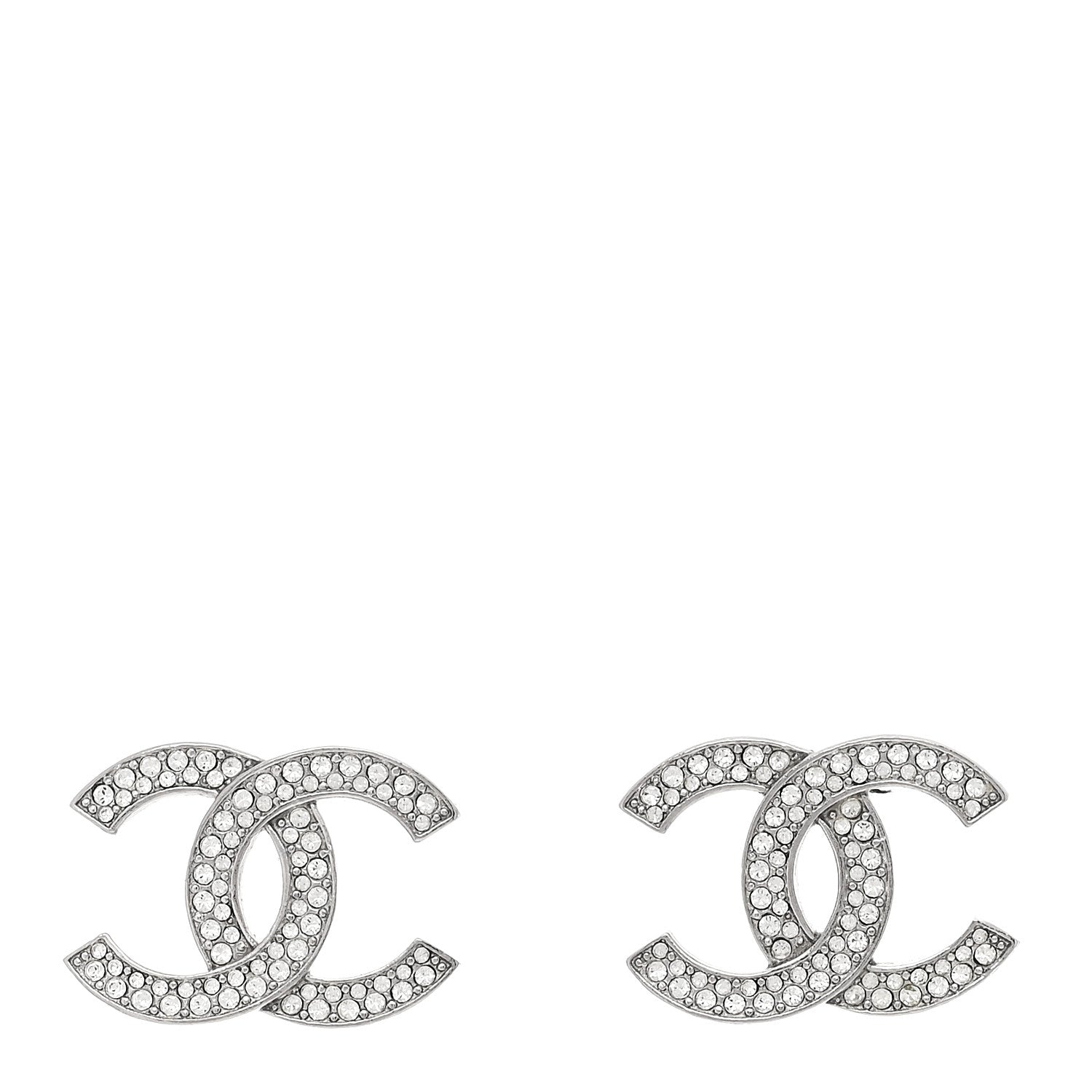 Chanel Crystal Palais Garnier CC Earrings Silver 1 of 5
