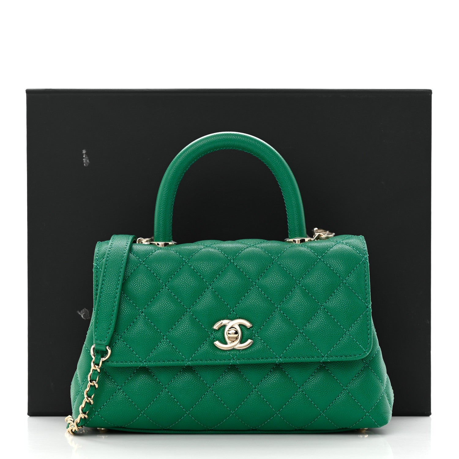 Chanel Caviar Quilted Mini Coco Handle Flap Green 11 of 11
