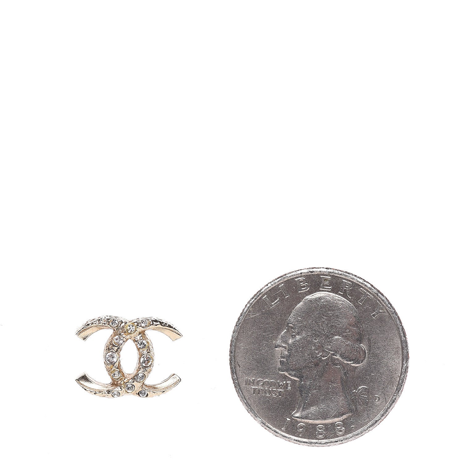 Chanel Crystal Textured CC Earrings Gold 2 of 5