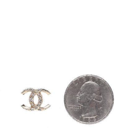 Chanel Crystal Textured CC Earrings Gold 2 of 5