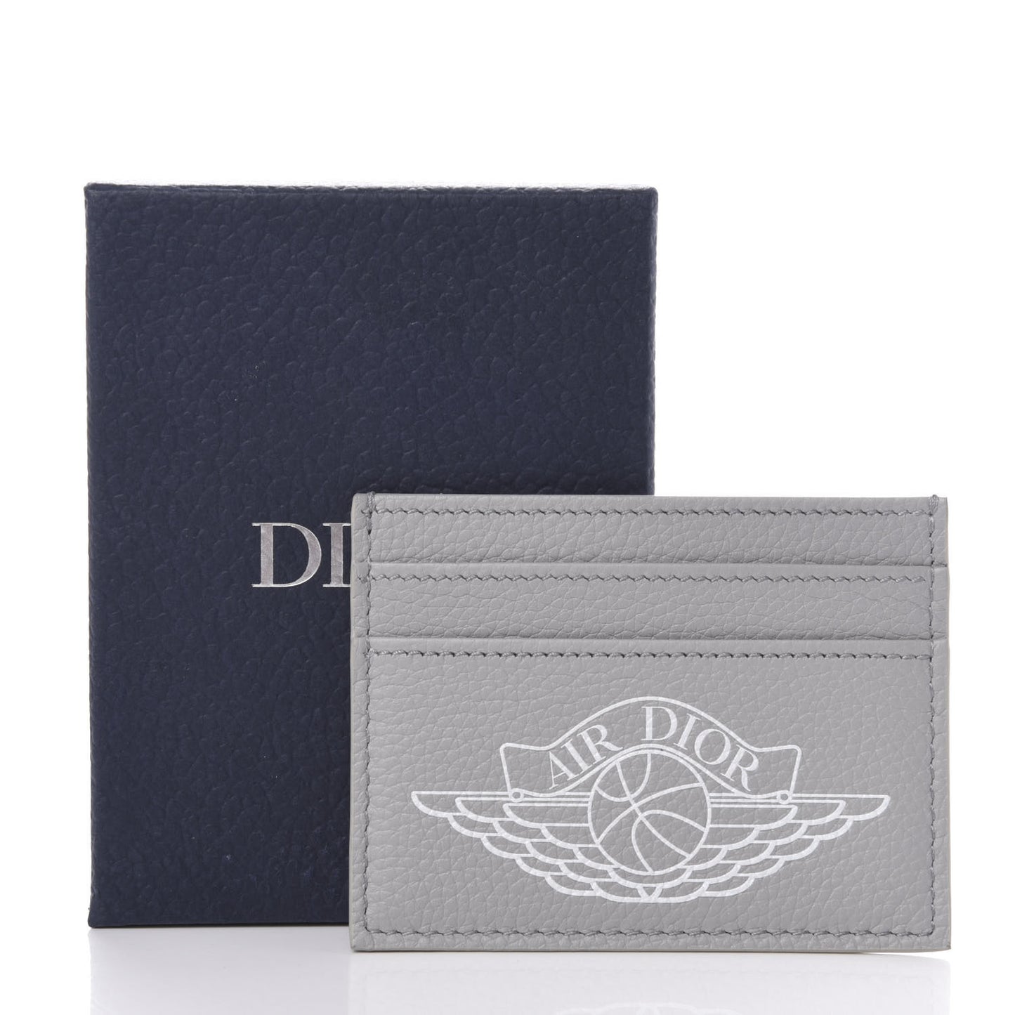 X AIR JORDAN Grained Calfskin Card Holder Grey