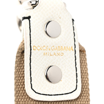 Dolce & Gabbana Canvas Dauphine Studded Bandistico Strap Beige White 4 of 6