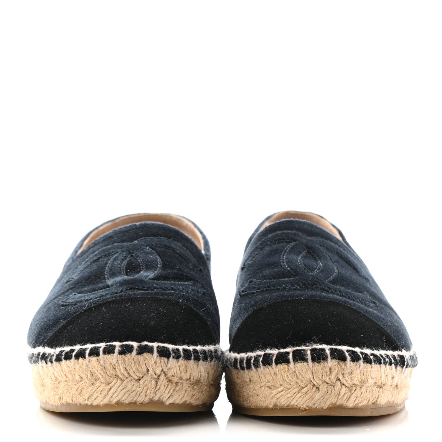 Chanel Velvet CC Espadrilles 37 Dark Navy Black 2 of 14