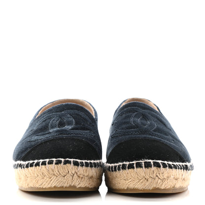Chanel Velvet CC Espadrilles 37 Dark Navy Black 2 of 14